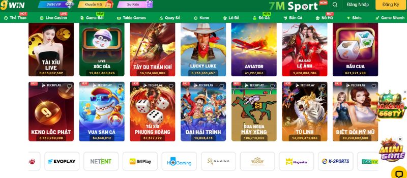 Người chơi được tự do lựa chọn đầy đủ các thể loại game cá cược khi đến 9WIN Người chơi được tự do lựa chọn đầy đủ các thể loại game cá cược khi đến 9WIN